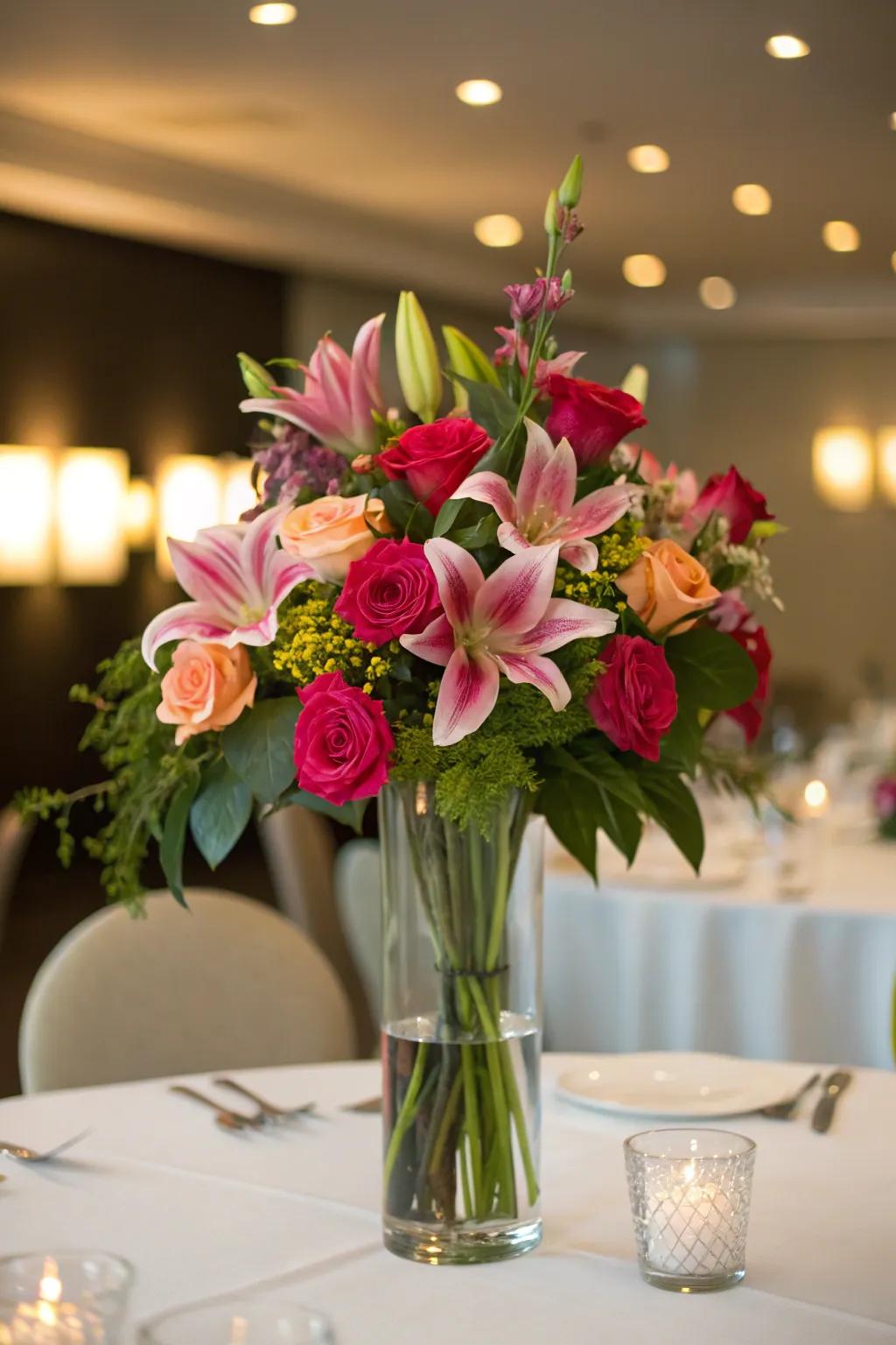A captivating floral centerpiece that adds a touch of sophistication to any 18th birthday gathering.