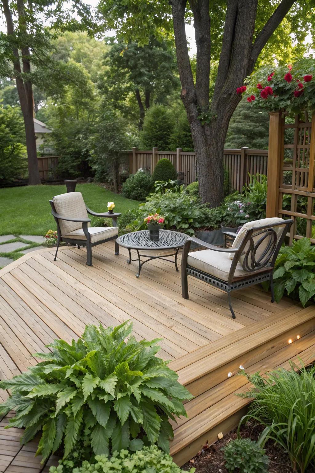 A quintessential wooden deck that radiates enduring charm.