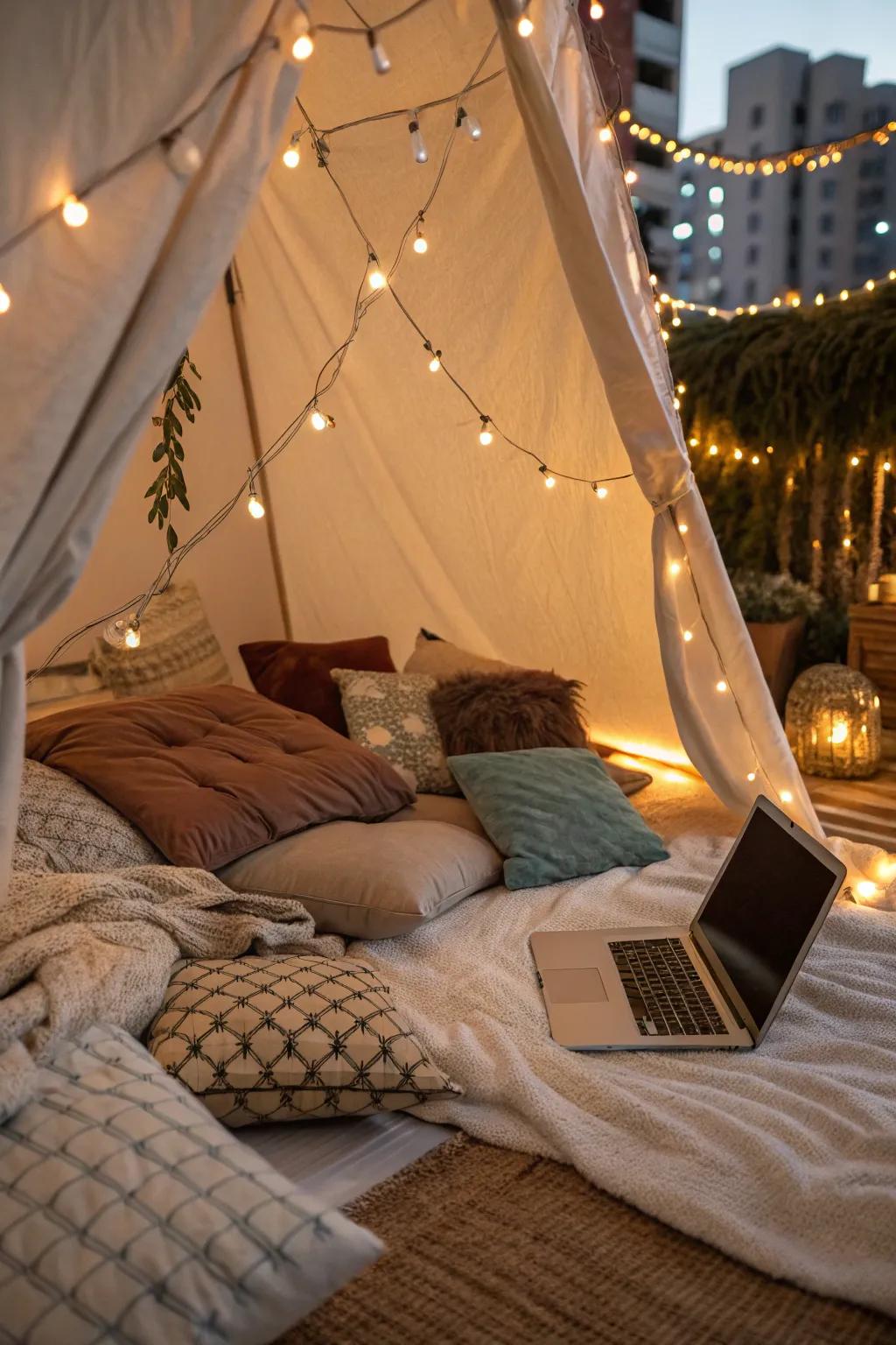 Relive the joy and comfort of a blanket fort together.