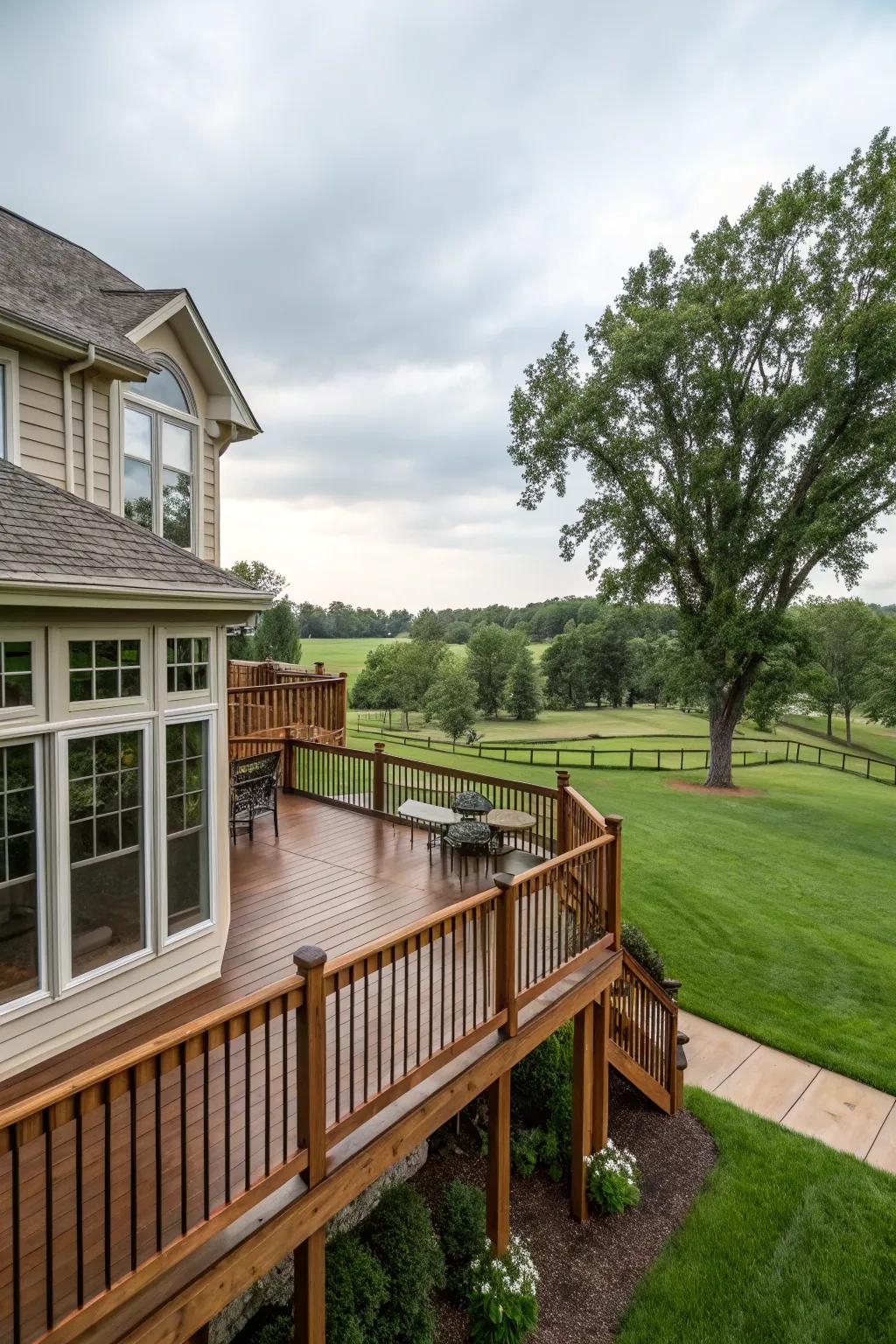 Elevated decks offer magnificent views and a touch of elegance.