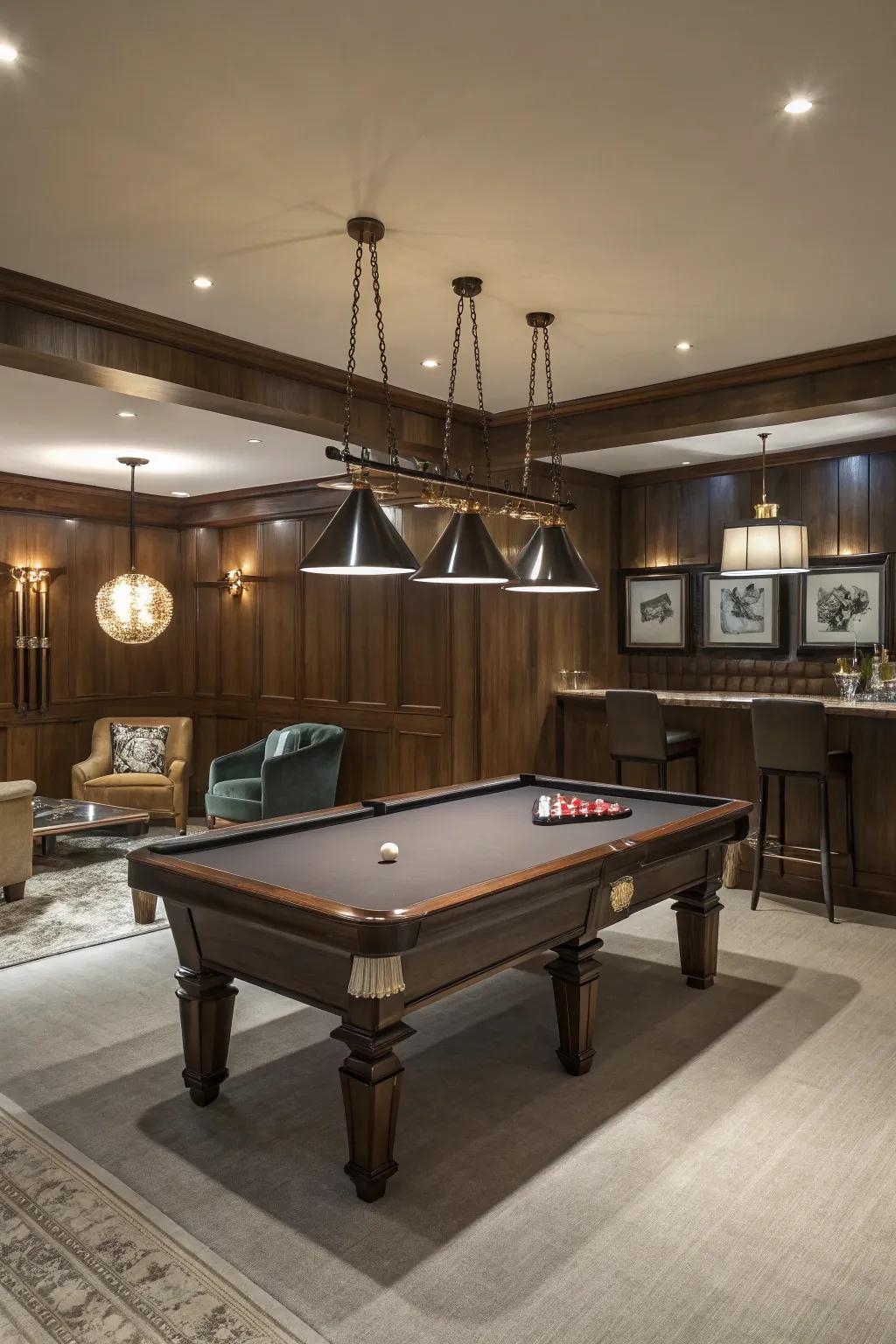 A pool table adds a timeless elegance to your game room.