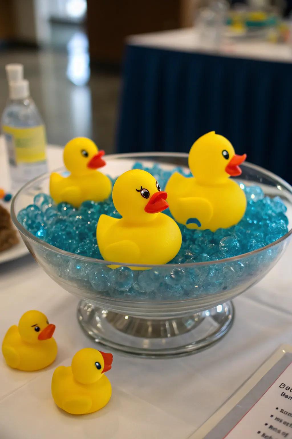 A charming rubber duck centerpiece idea.