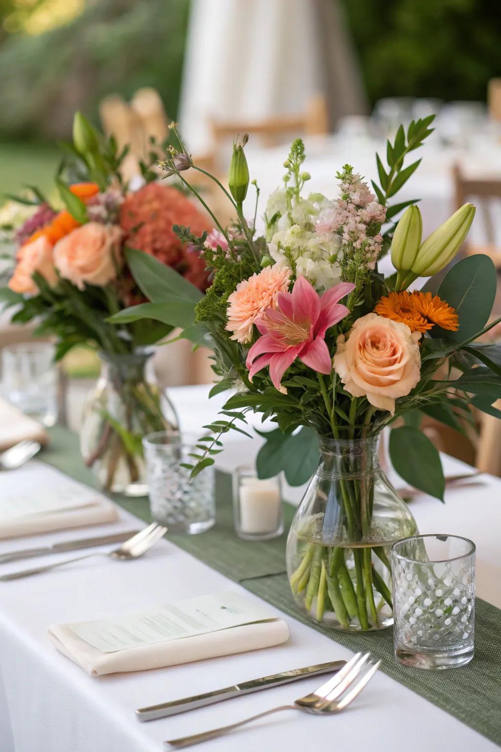 Elegant floral arrangements add a touch of classic beauty to any celebration.