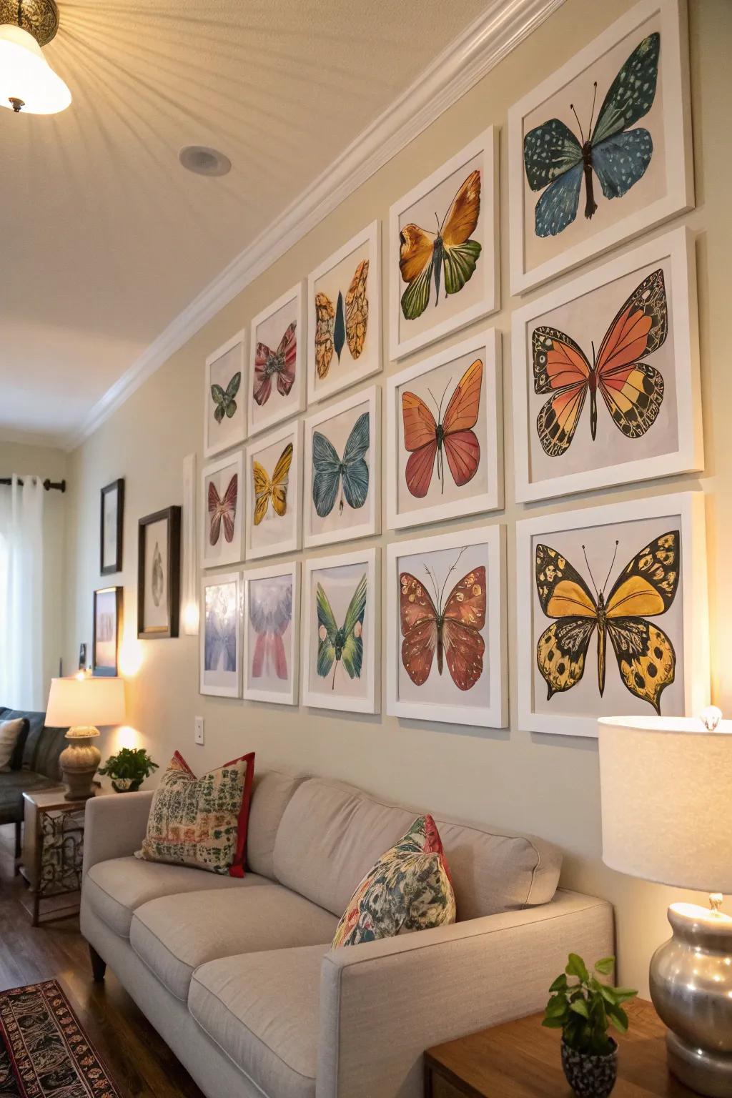 Make a statement with butterfly-themed wall decor.