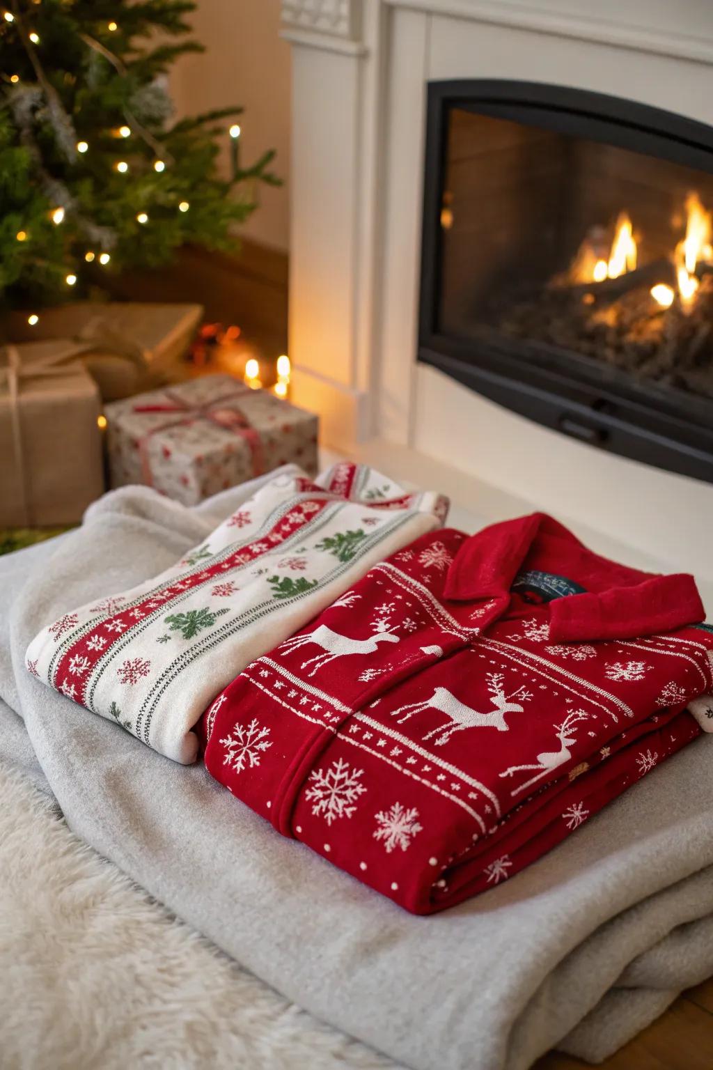 Festive pajamas ready to warm up your Christmas Eve.