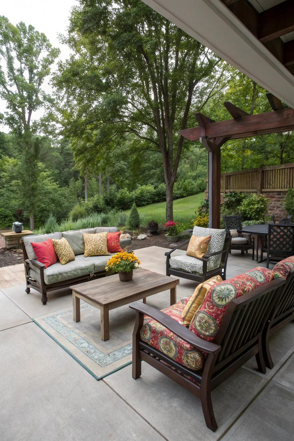 A cozy seating arrangement makes your patio inviting and comfortable.