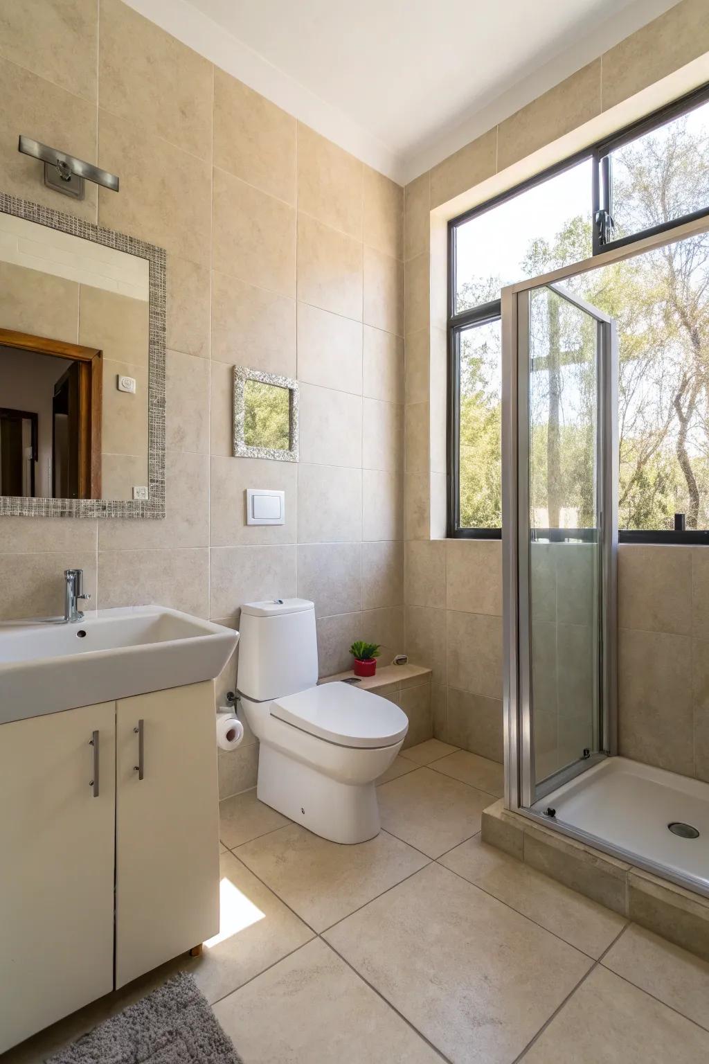 Minimalistic bathroom with clean lines and a spacious feel.