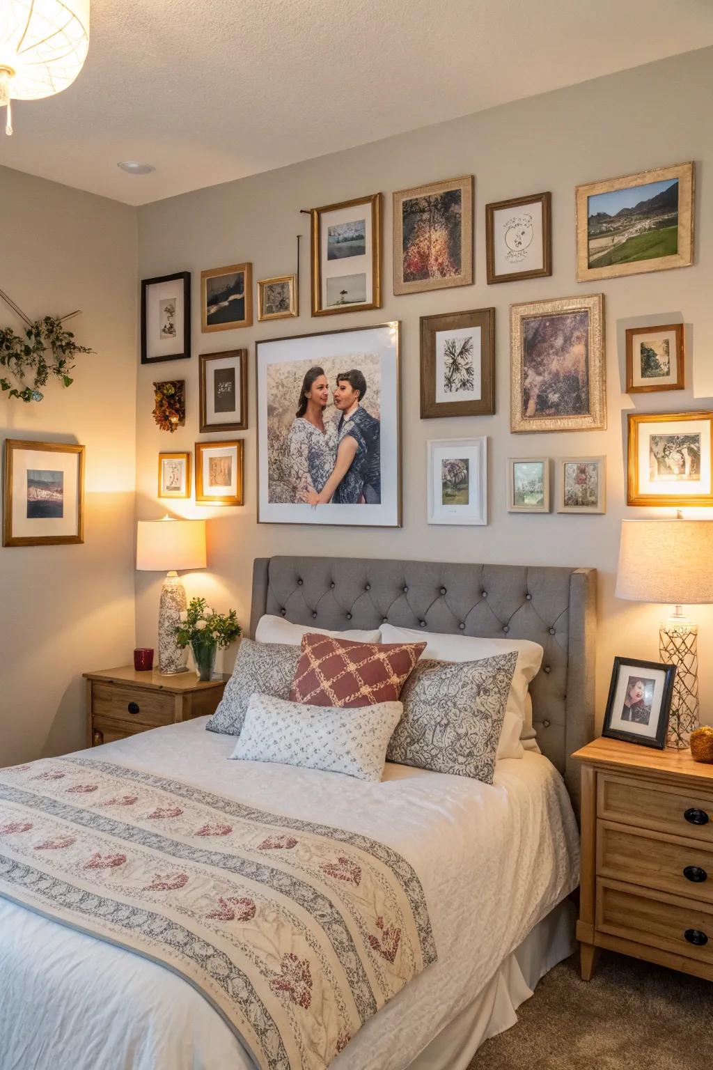 A gallery wall brings richness and allure to your couple's cherished photo collection.