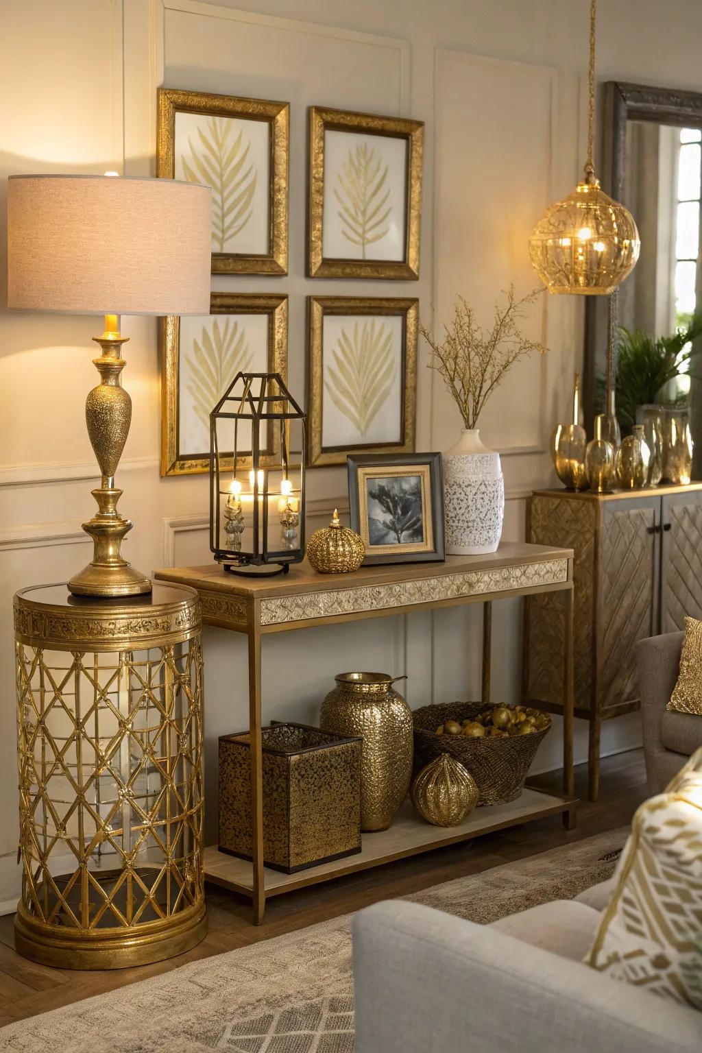 Gold accents add a touch of Egyptian opulence to any room.