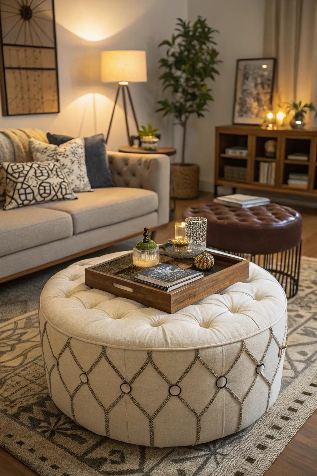 Ottomans provide flexible seating options in any living room.