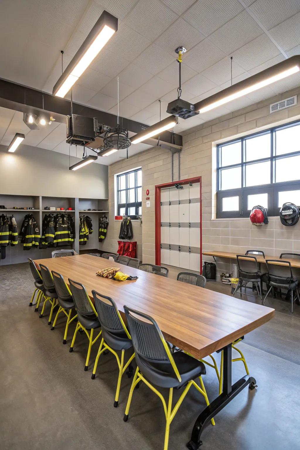 A fire station meeting room designed for collaboration and efficiency.