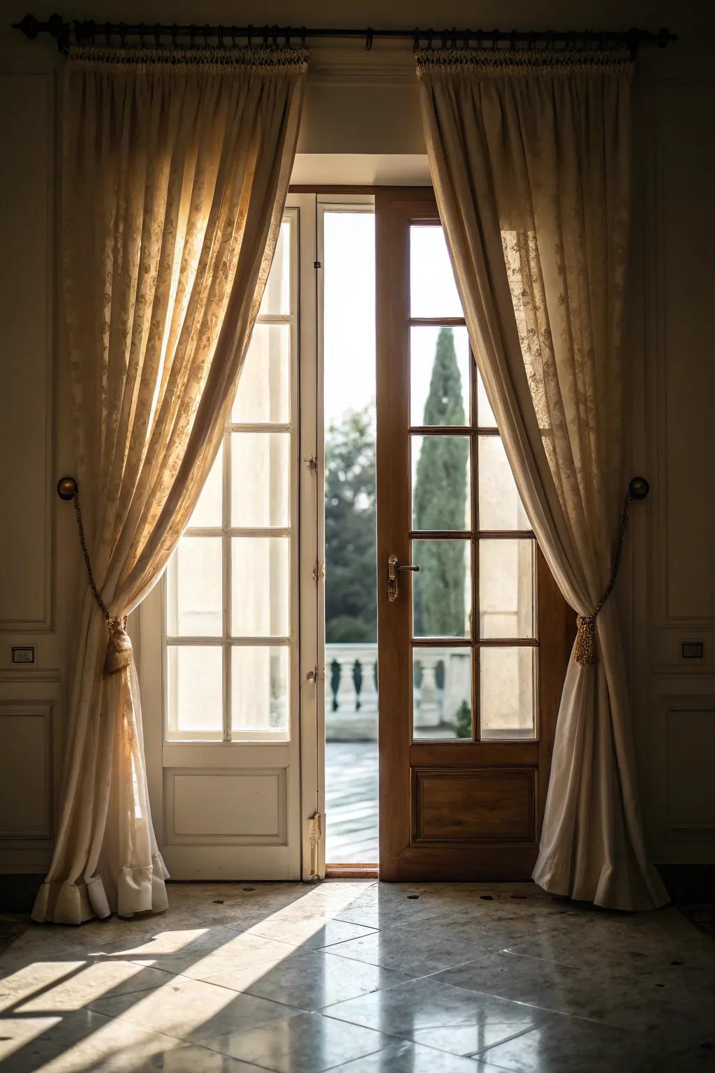 Classic curtains lend warmth and elegance to any entryway.