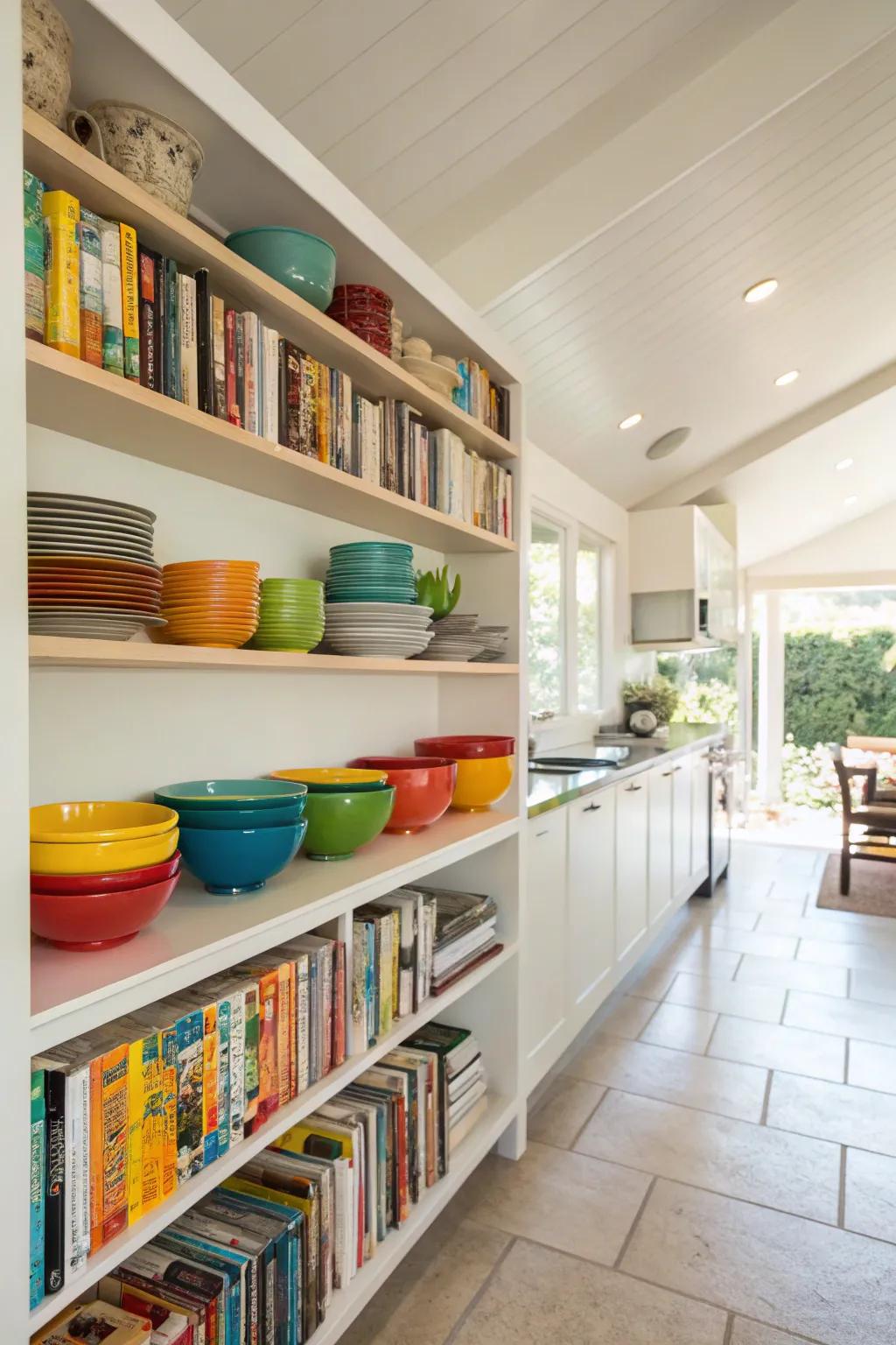 Open shelves add charm and functionality.