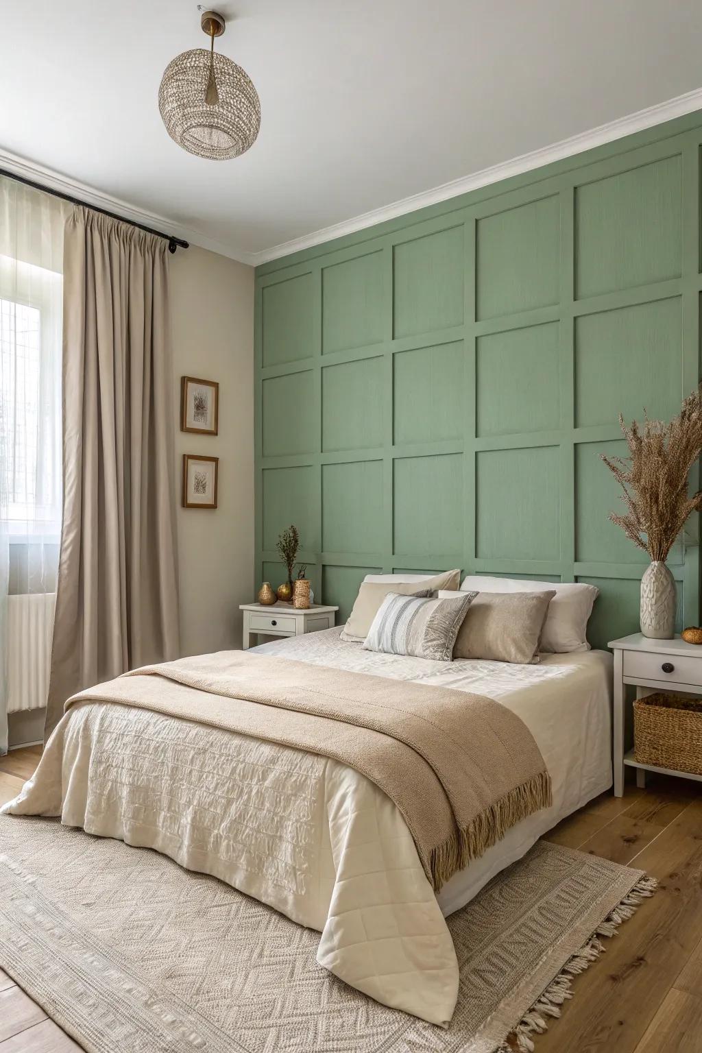 Soft green walls imbue your space with tranquility.