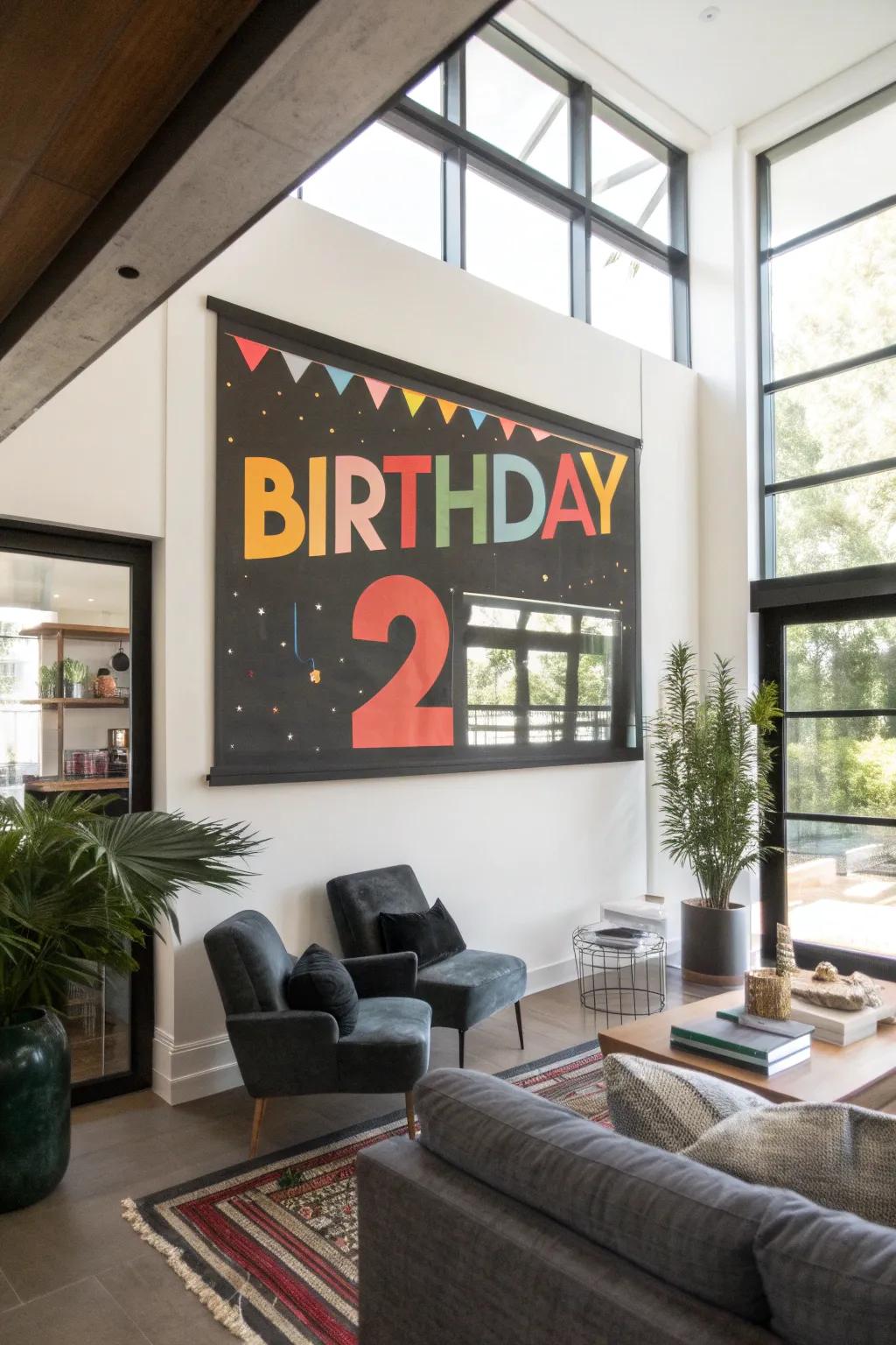 Striking typography creates a captivating centerpiece for any birthday sign.