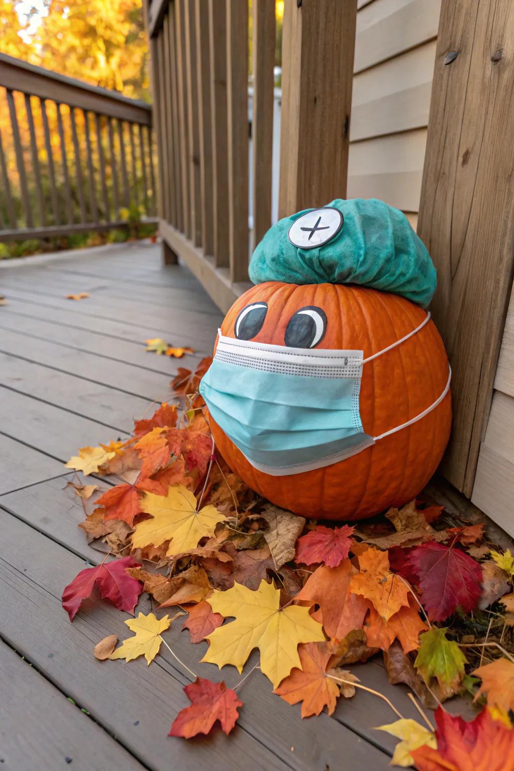 A pumpkin doctor ready to save the day with style and humor.