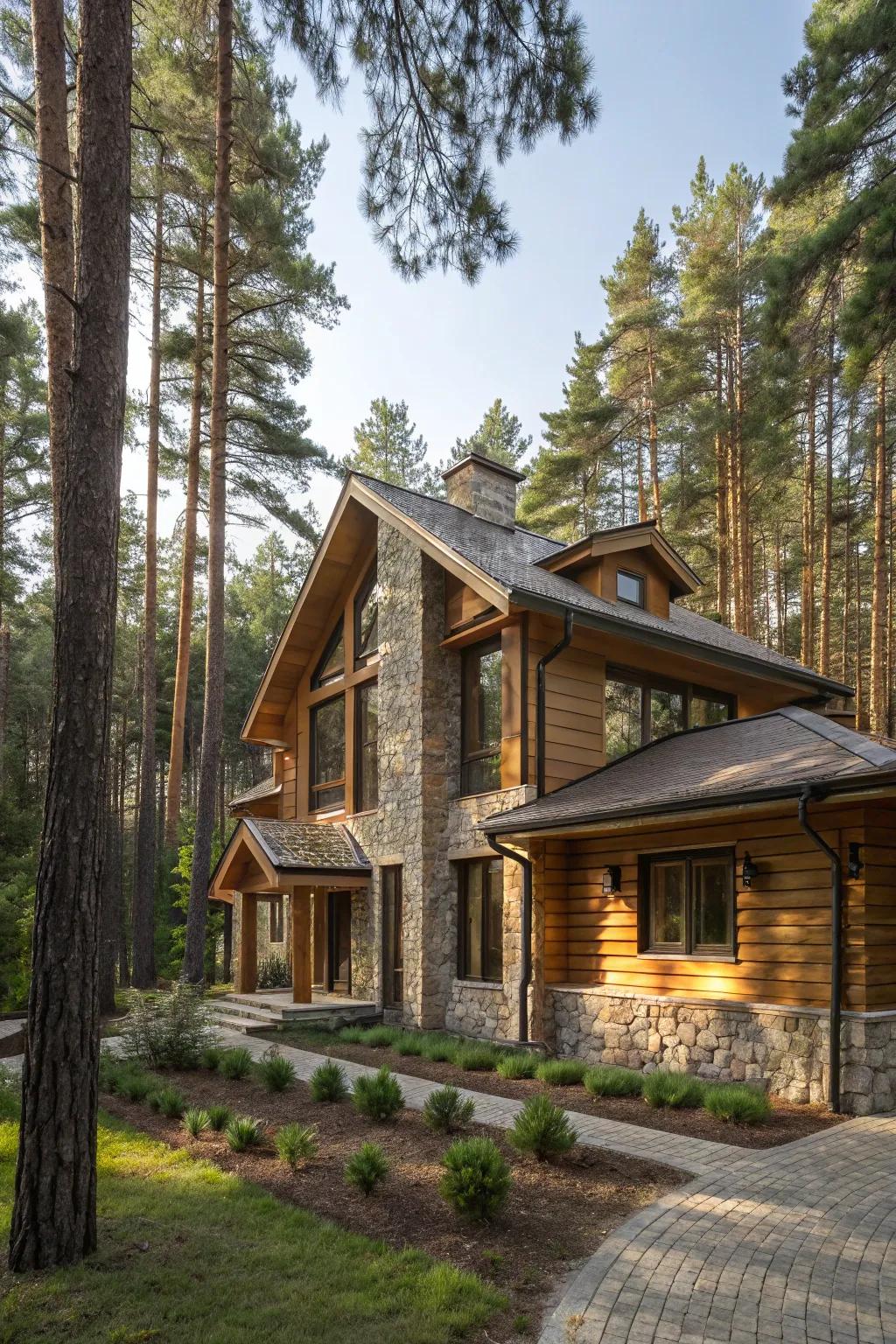 A home that feels like an extension of the forest itself.