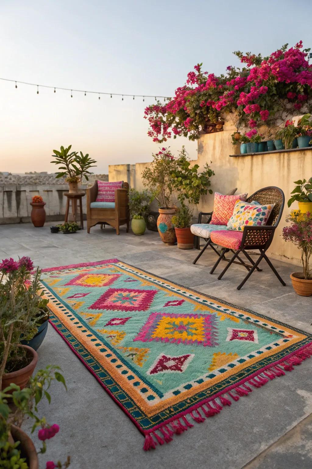 An outdoor rug instantly elevates your patio's style and coziness.
