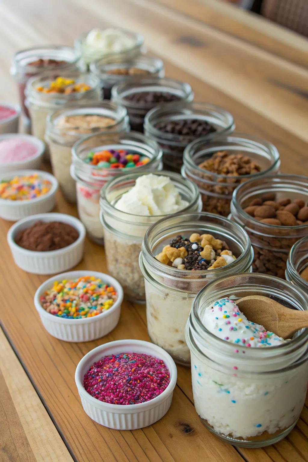 Mason jars add a rustic charm to your ice cream station.