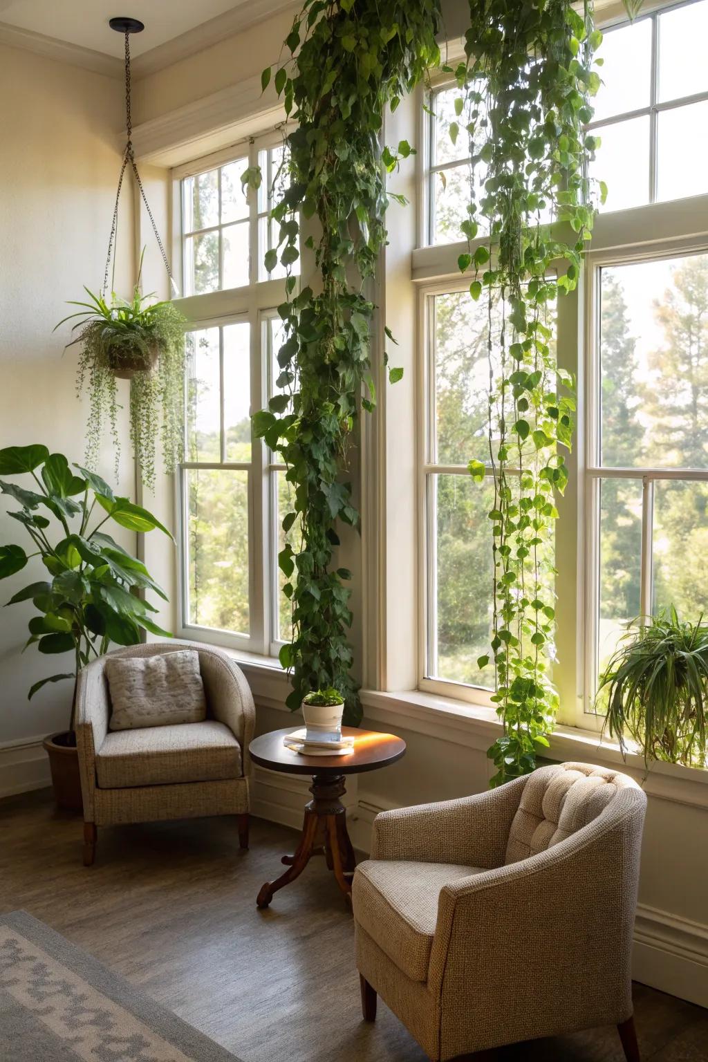 Add light to your living space with a flourishing plant nook.