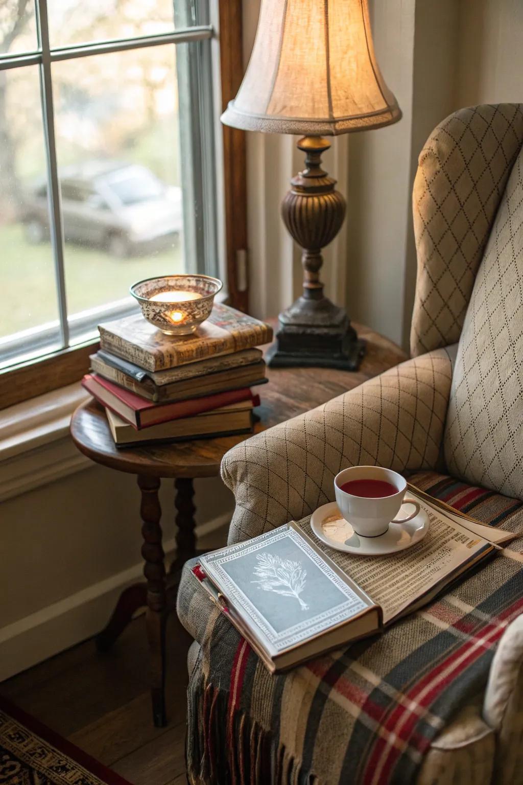 An enchanting reading nook ideal for unwinding.