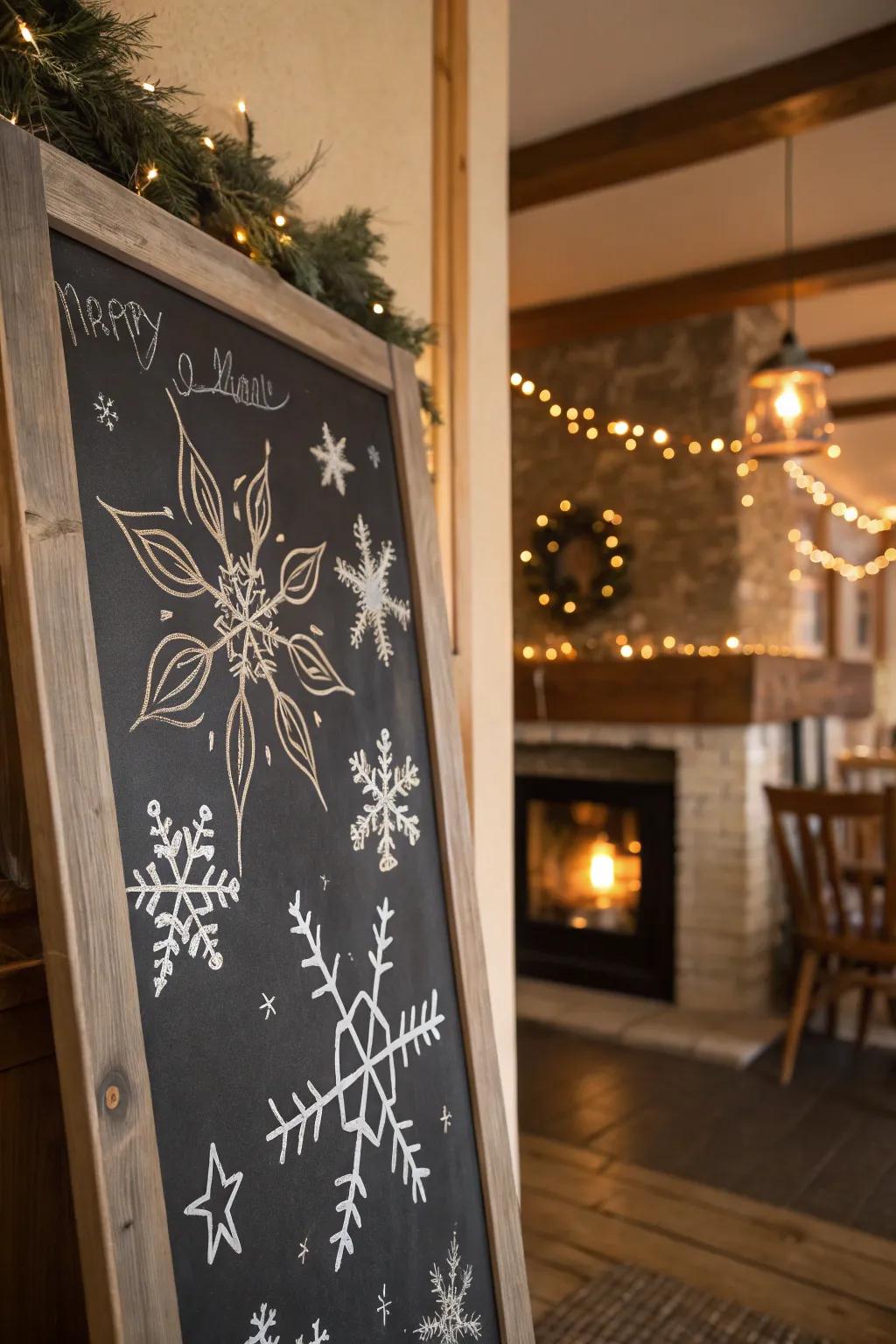 Turn your chalkboard into a snowflake symphony.