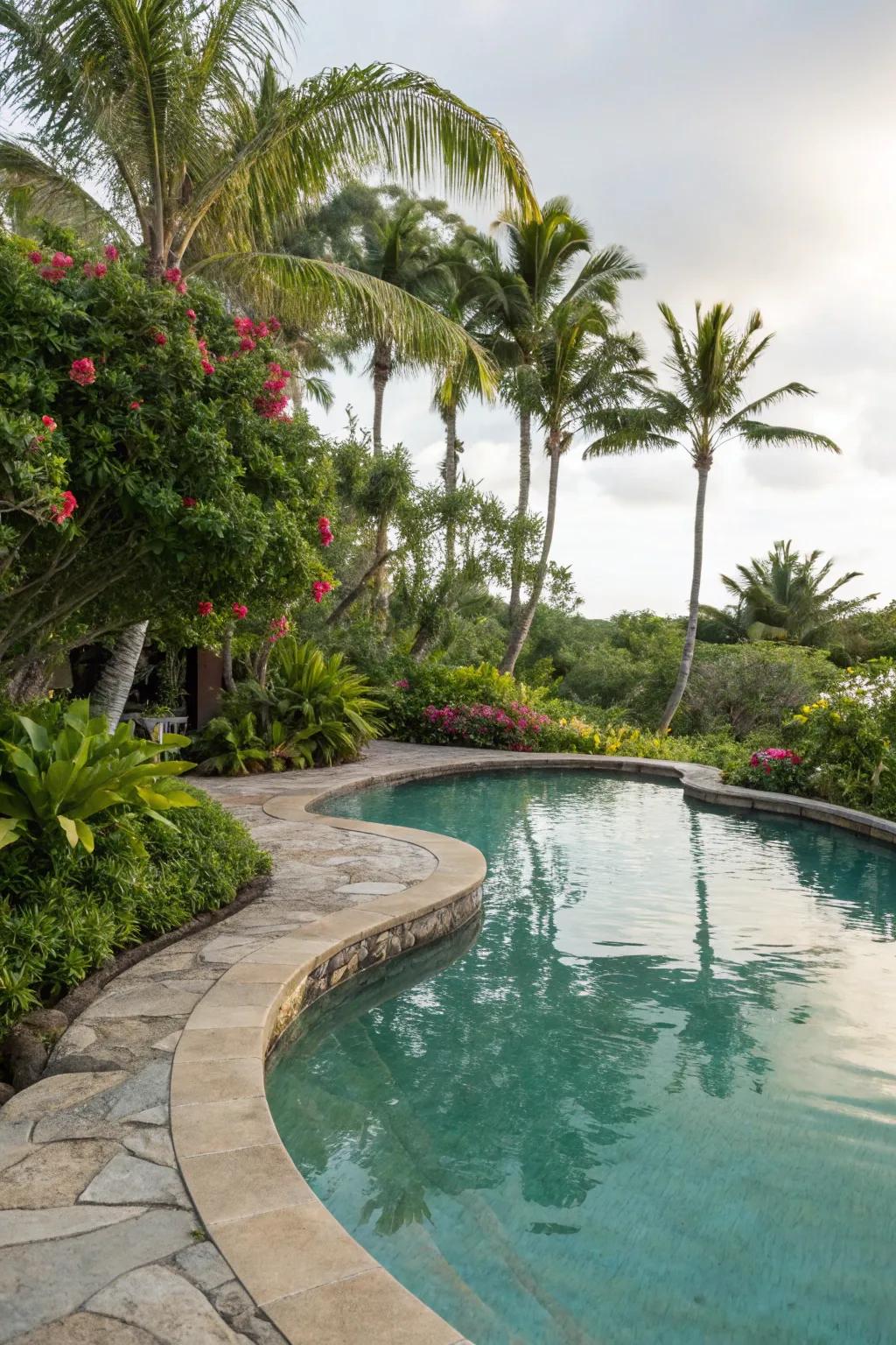 A lagoon pool with freeform shapes creates a natural aesthetic.