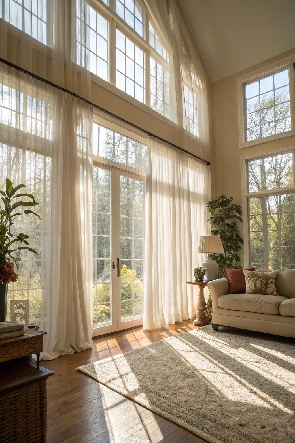 Lightweight curtains can transform your apartment, allowing natural light to craft a spacious and airy environment.