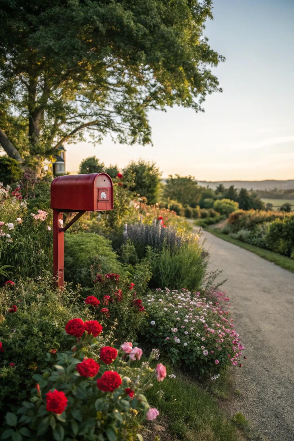 A lively flower patch completely revamps a basic mailbox into a captivating centerpiece.