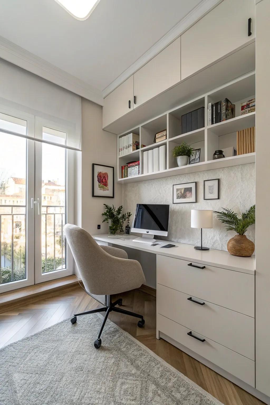 Minimalist furniture in a modern home office setting.