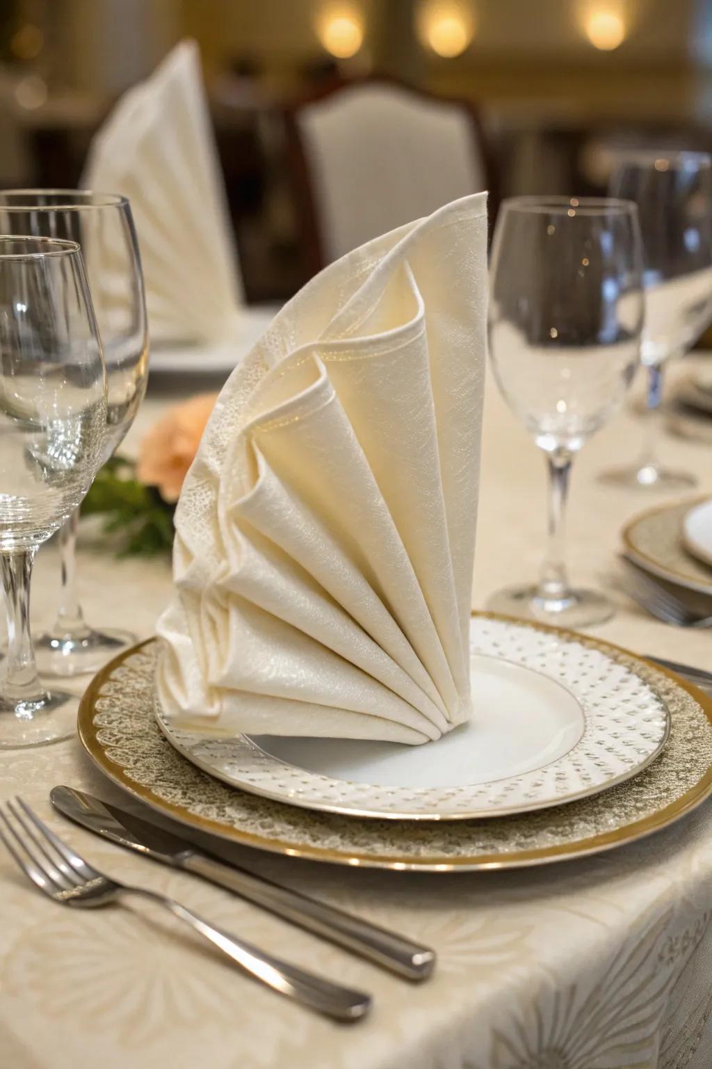 The classic Fan Fold brings elegance to any table.