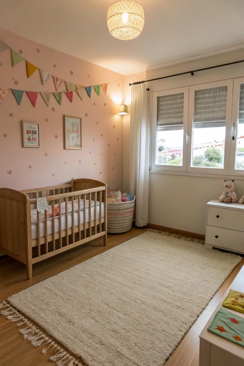 Neutral tones create a peaceful nursery atmosphere.