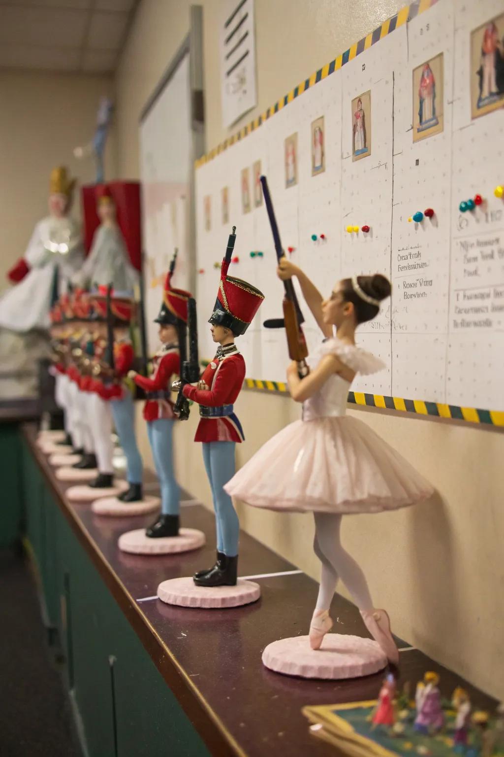 A classic Nutcracker scene with toy soldiers and ballerinas.