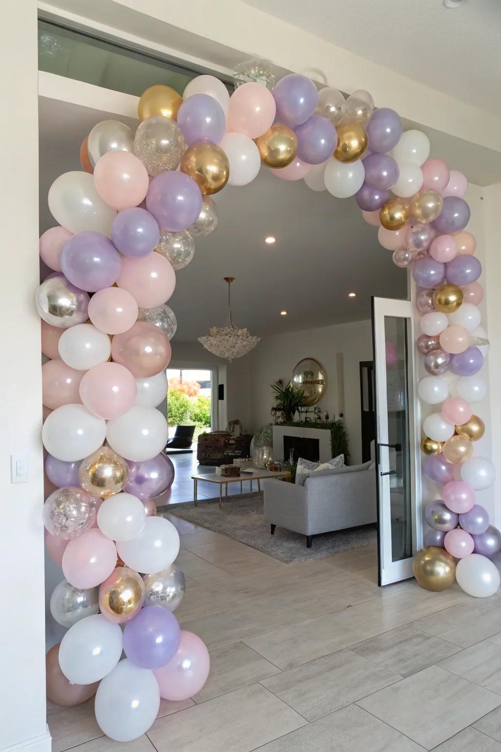 A captivating balloon arch welcoming guests with flair.