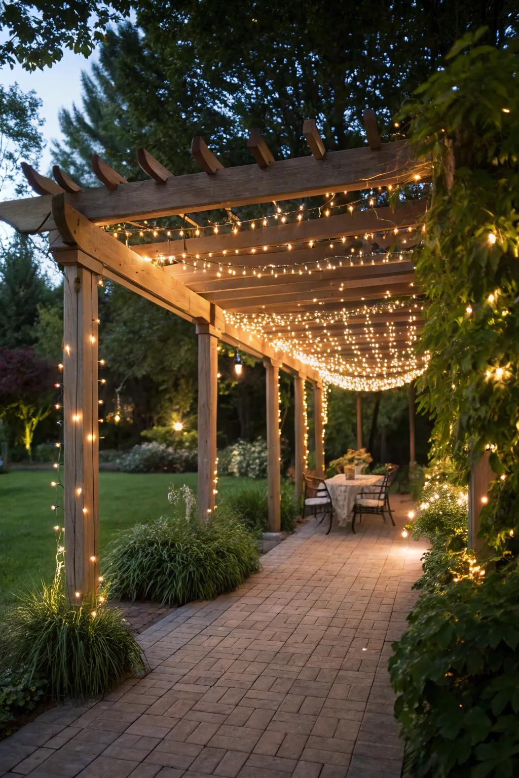 String lights create a magical starry night effect.