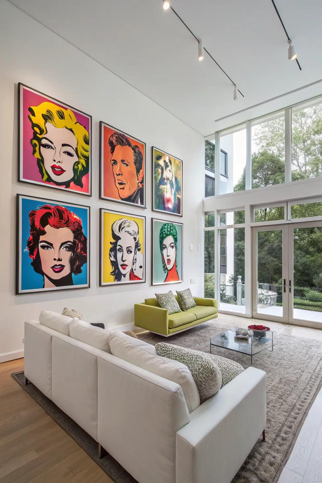 Illuminate your walls with pop art faces.