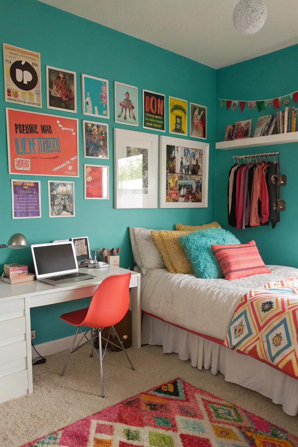 A striking accent wall has the power to convert any teen room into an energetic environment.