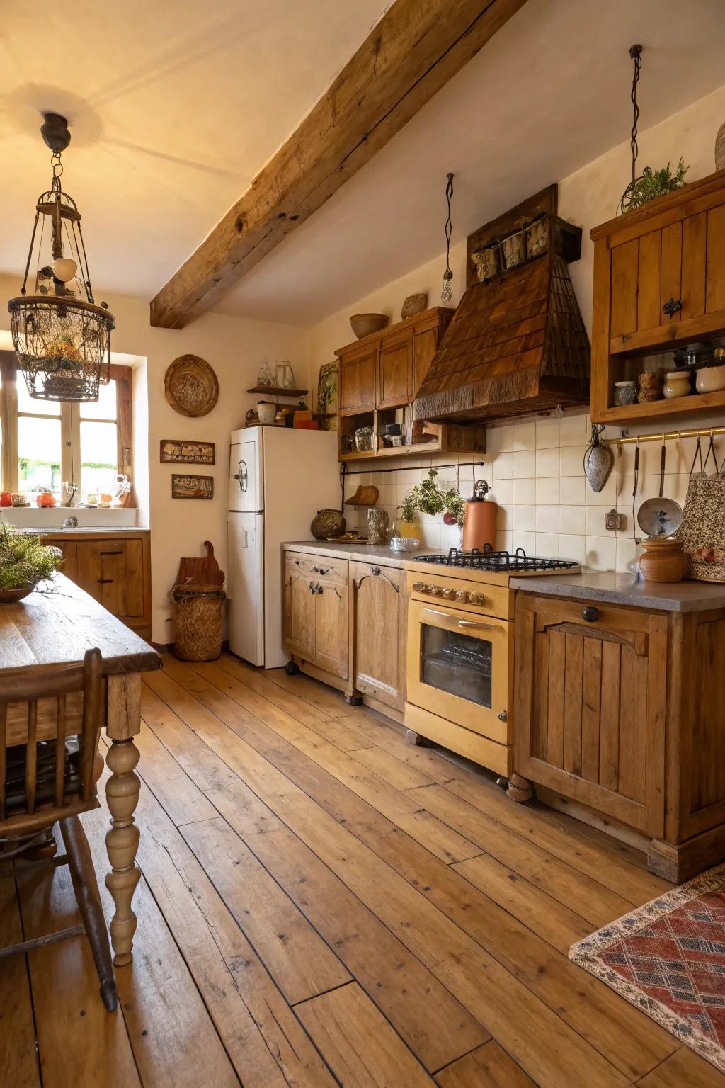 Wide wood planks bring warmth and charm to any kitchen.