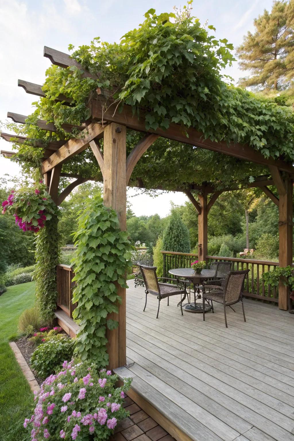 A pergola brings an elegant touch with comforting shade.