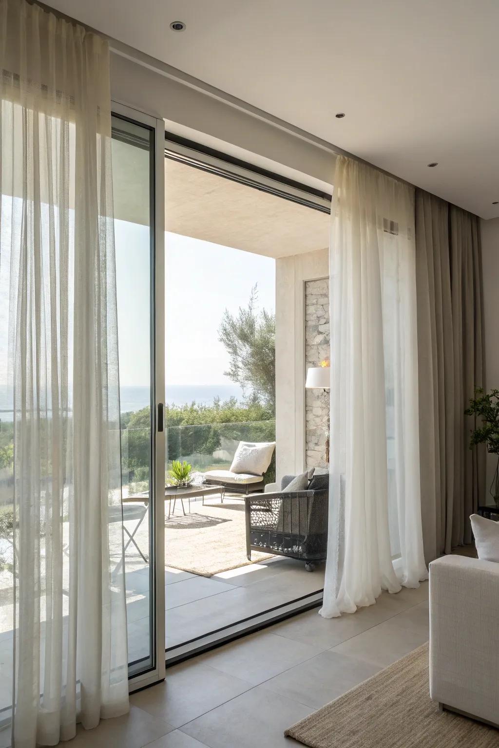 Stack sheer and solid curtains for flair and usefulness.