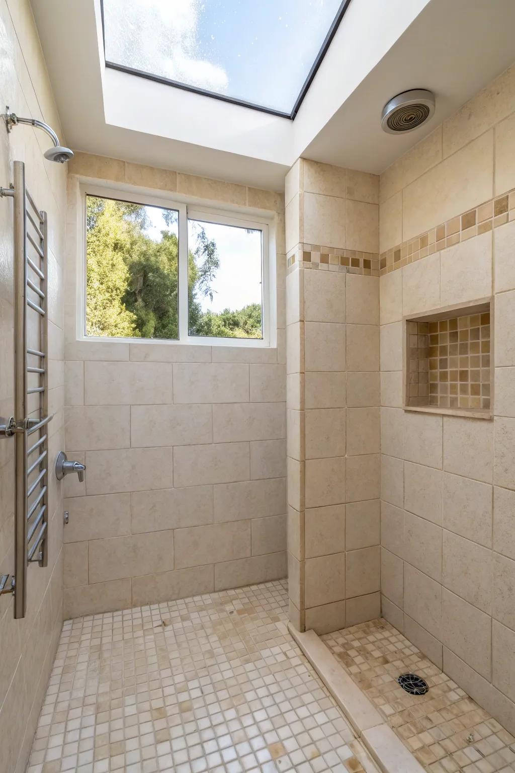 Light tiles can make any small bathroom feel more spacious.