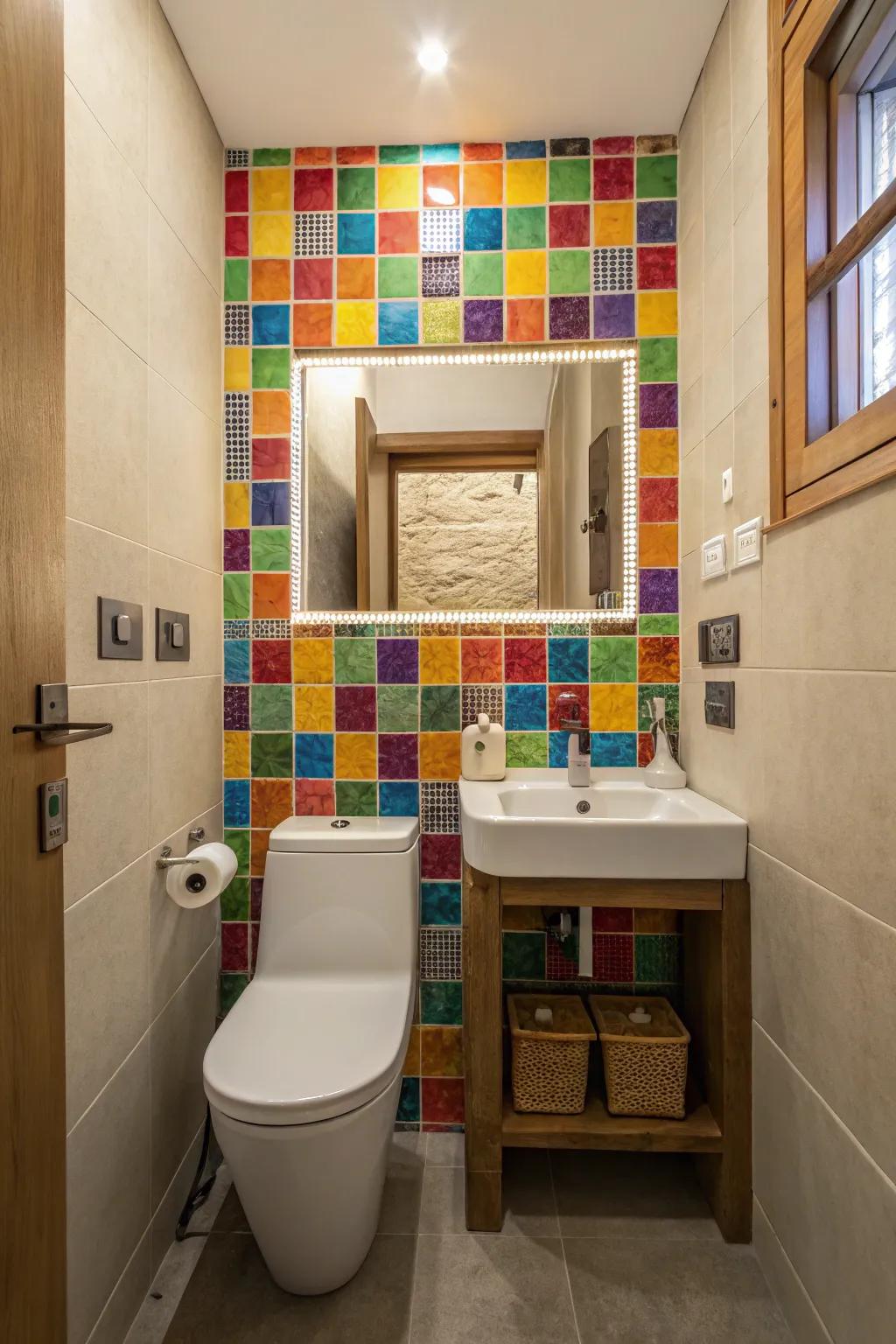 Mosaic tiles can transform even the tiniest bathroom into a work of art.