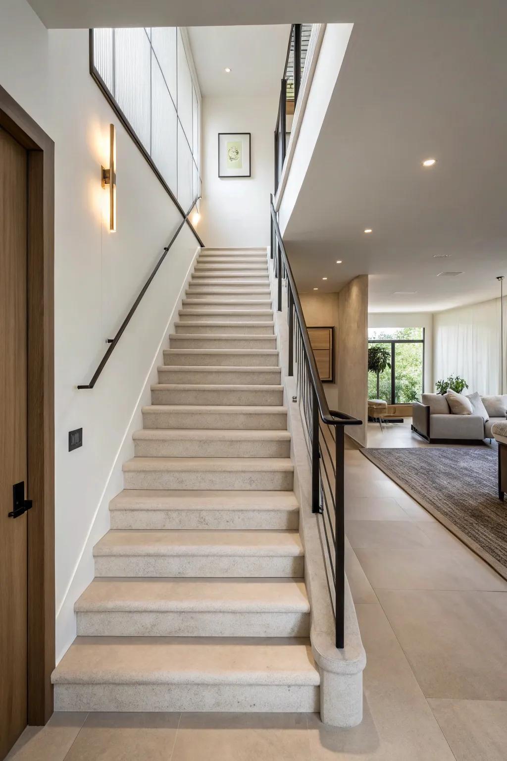 Going minimal with clean designs will give your staircase a modern feel.