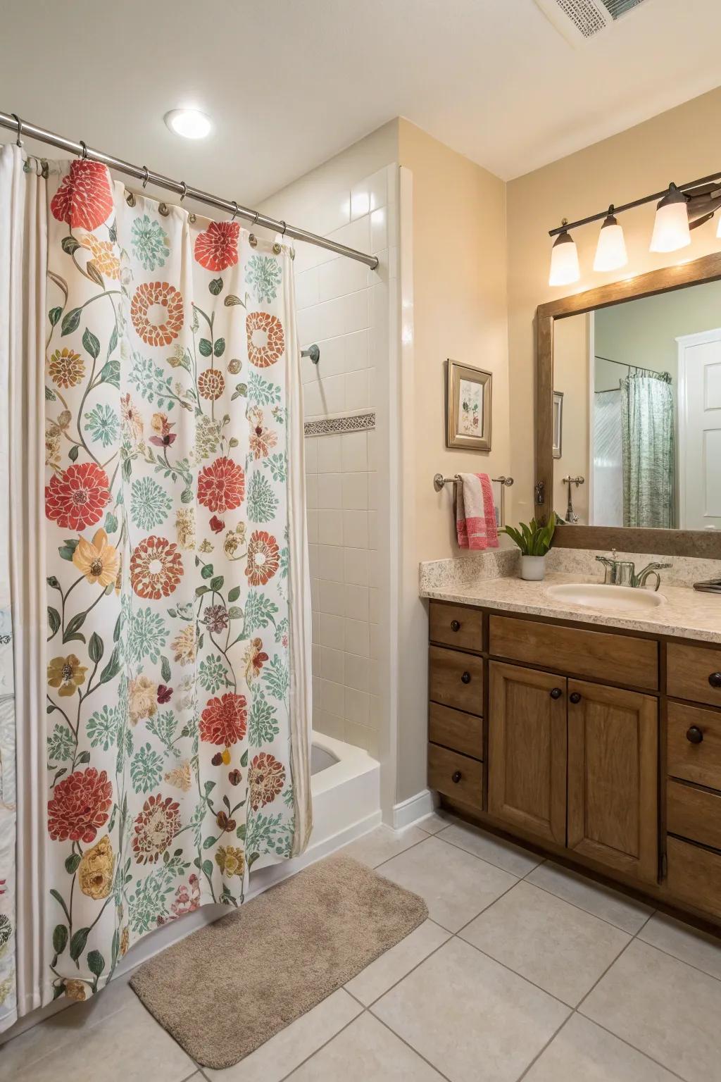 Floral patterns bring a touch of nature into your bathroom space.