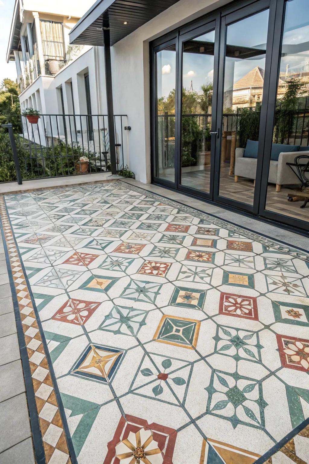 Interlocking tiles create a seamless and stylish terrace floor.