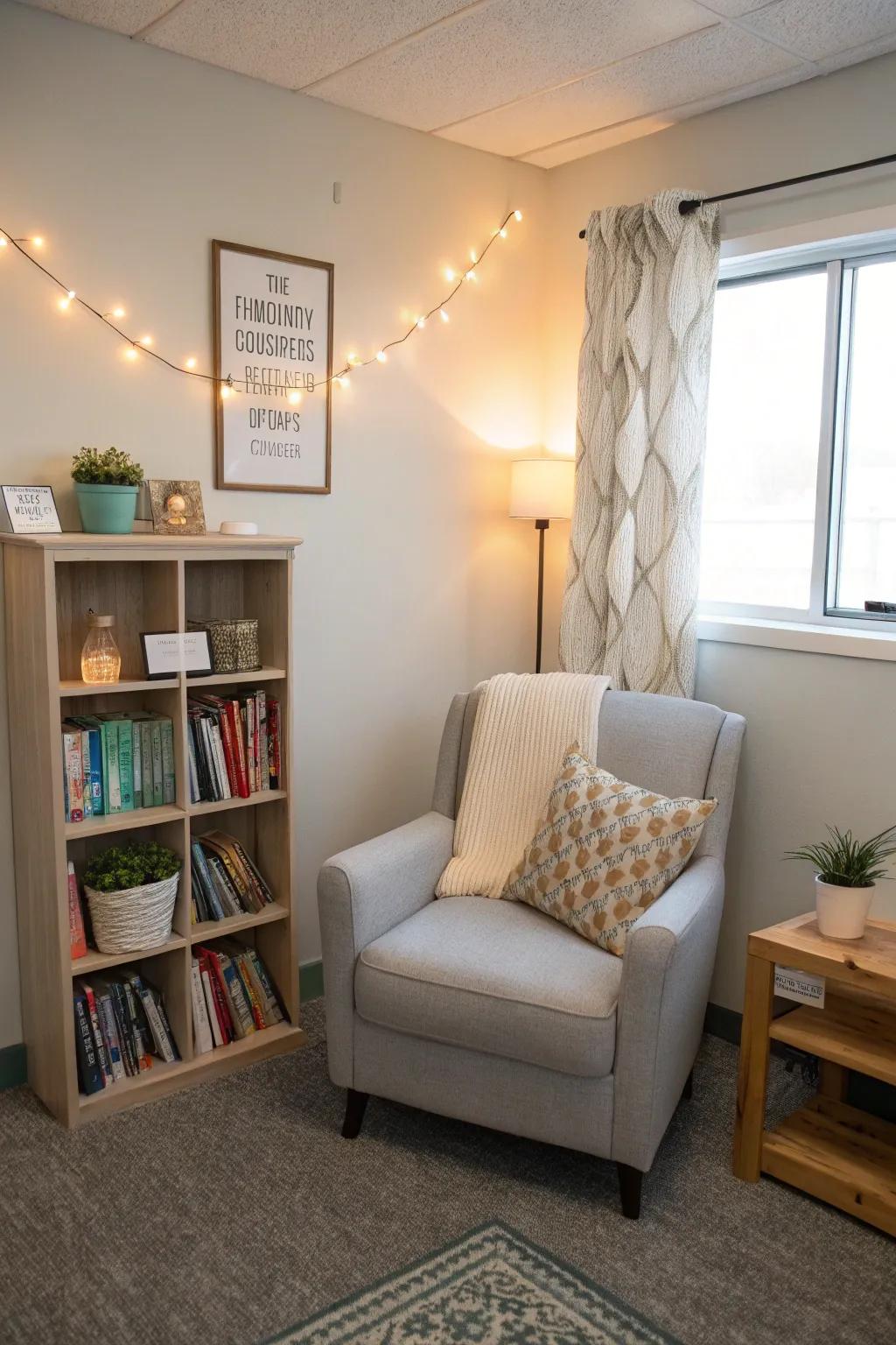 A reading nook offering comfort and a moment of calm.