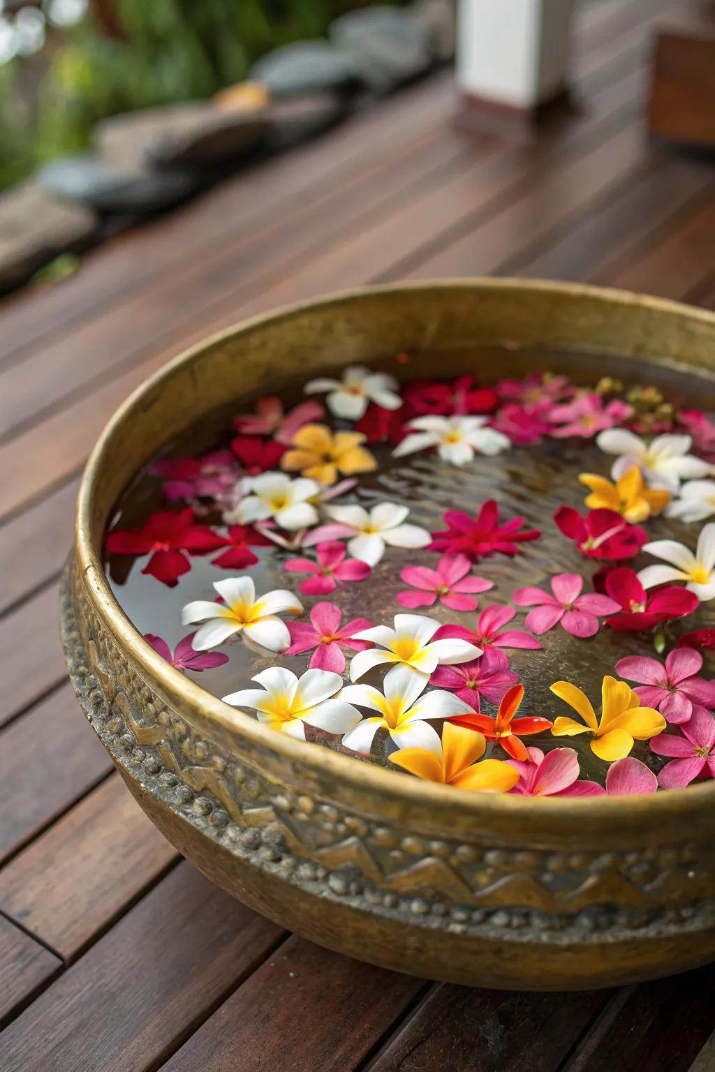 Floating petals gently drifting, painting a picture of serenity and color.