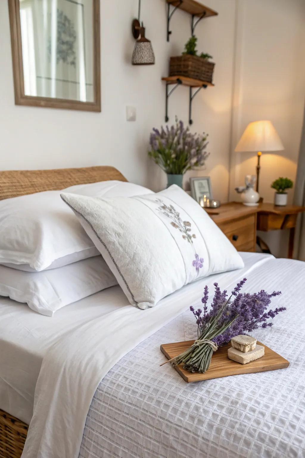 Enhance your bedtime routine with a soothing lavender sachet.