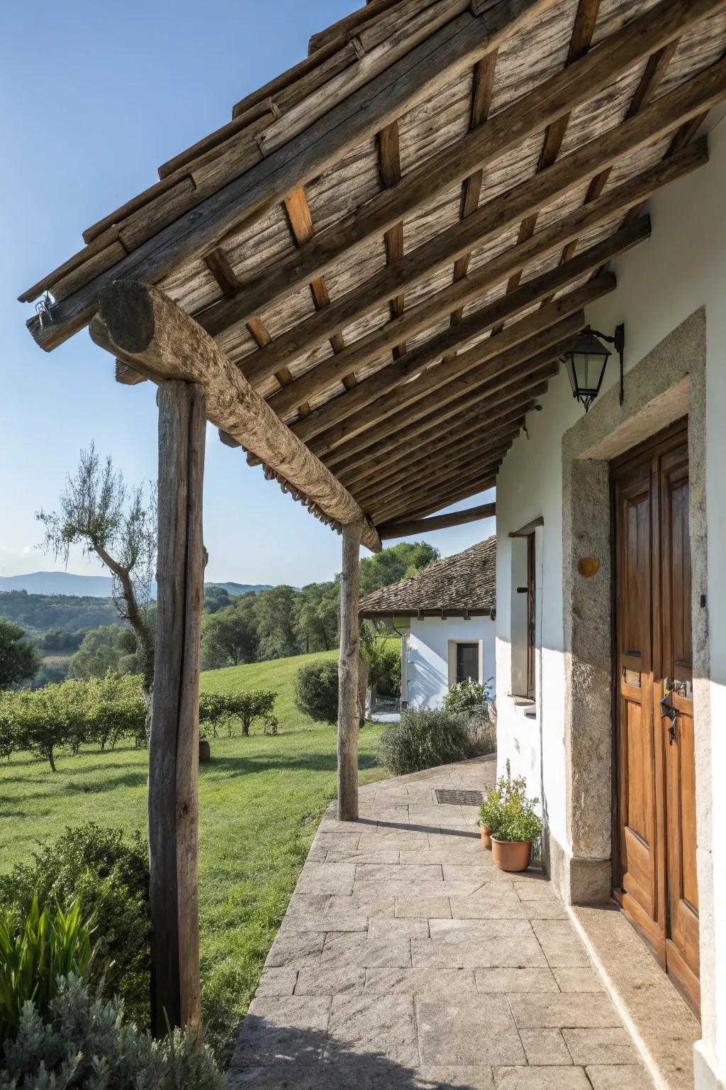 Country timber beams crafting an inviting shelter.