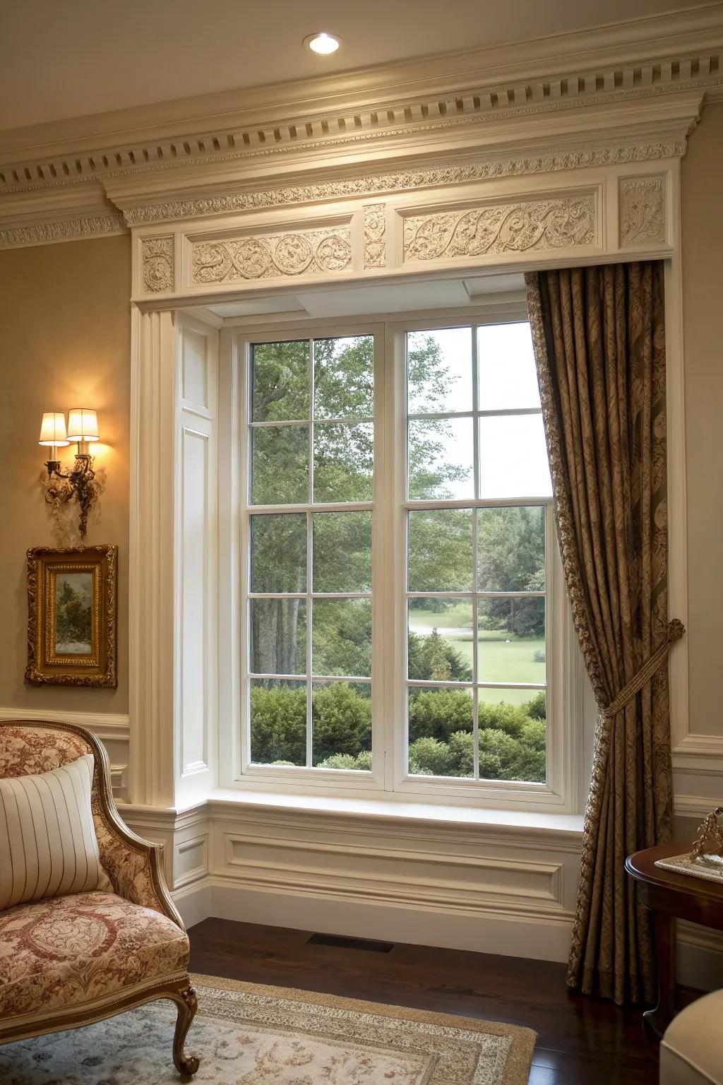 Crown molding adds elegance to your window trim.